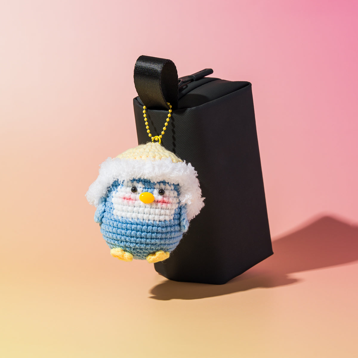 Penguin Plush Keychain - Yellow Hat