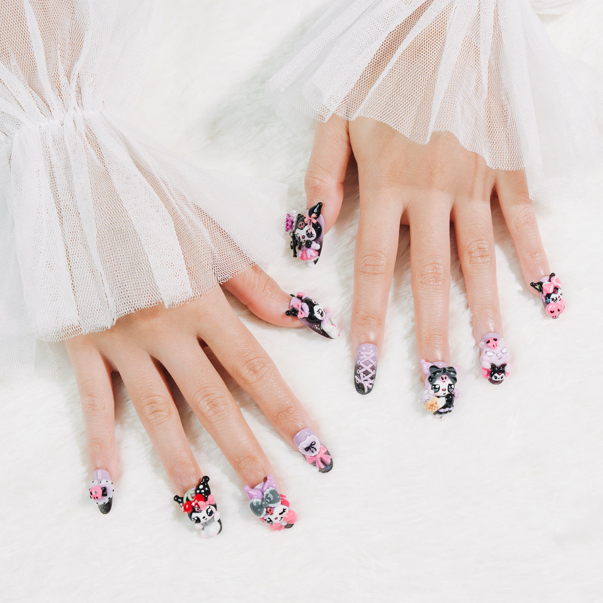 Kuromi Inspired Press On Nails