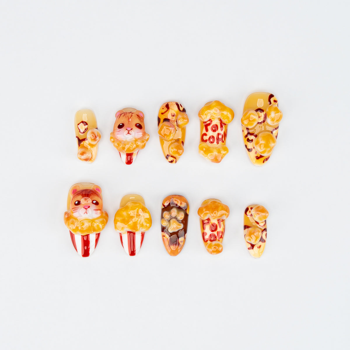 Squirrel and Popcorn Press On Nails