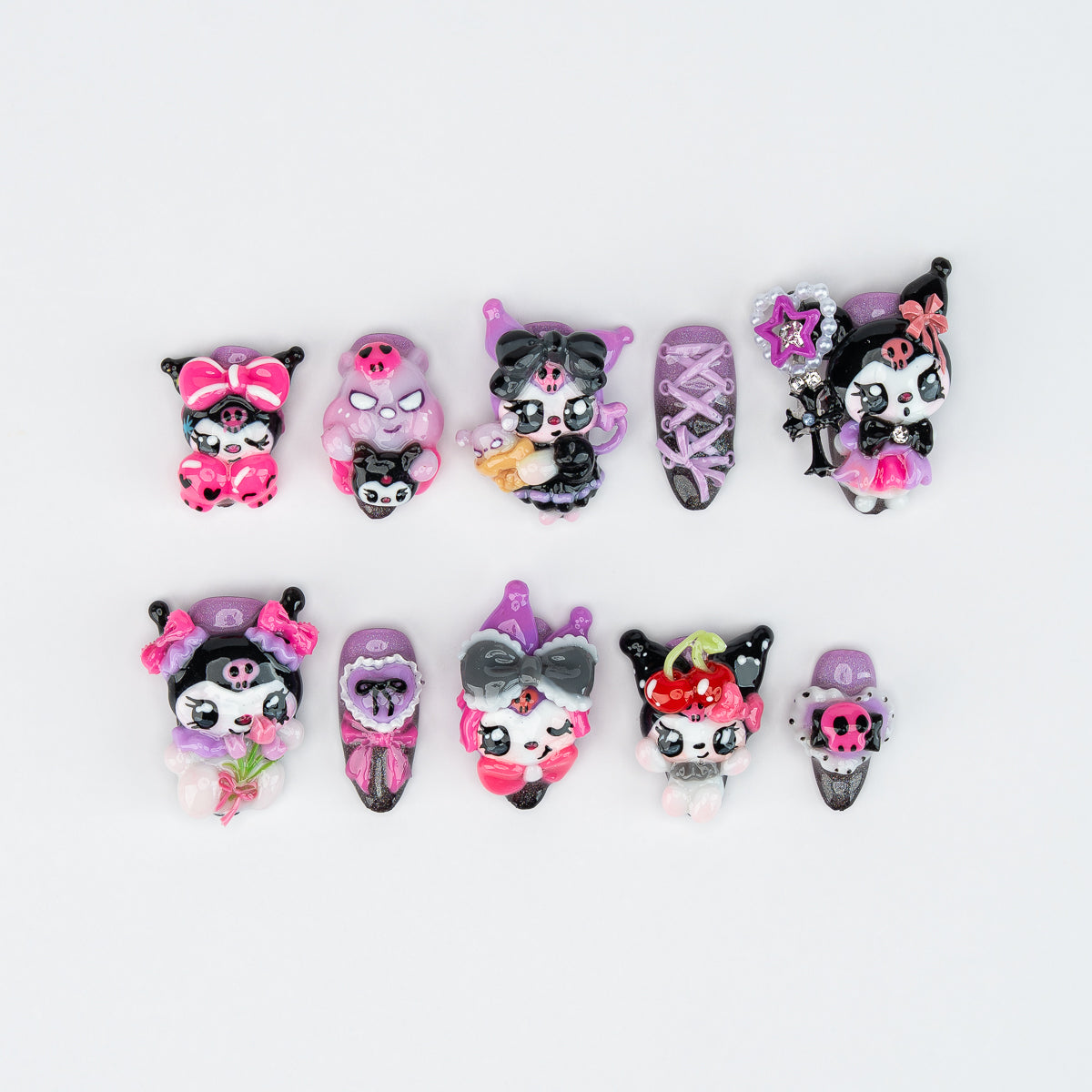 Kuromi Inspired Press On Nails